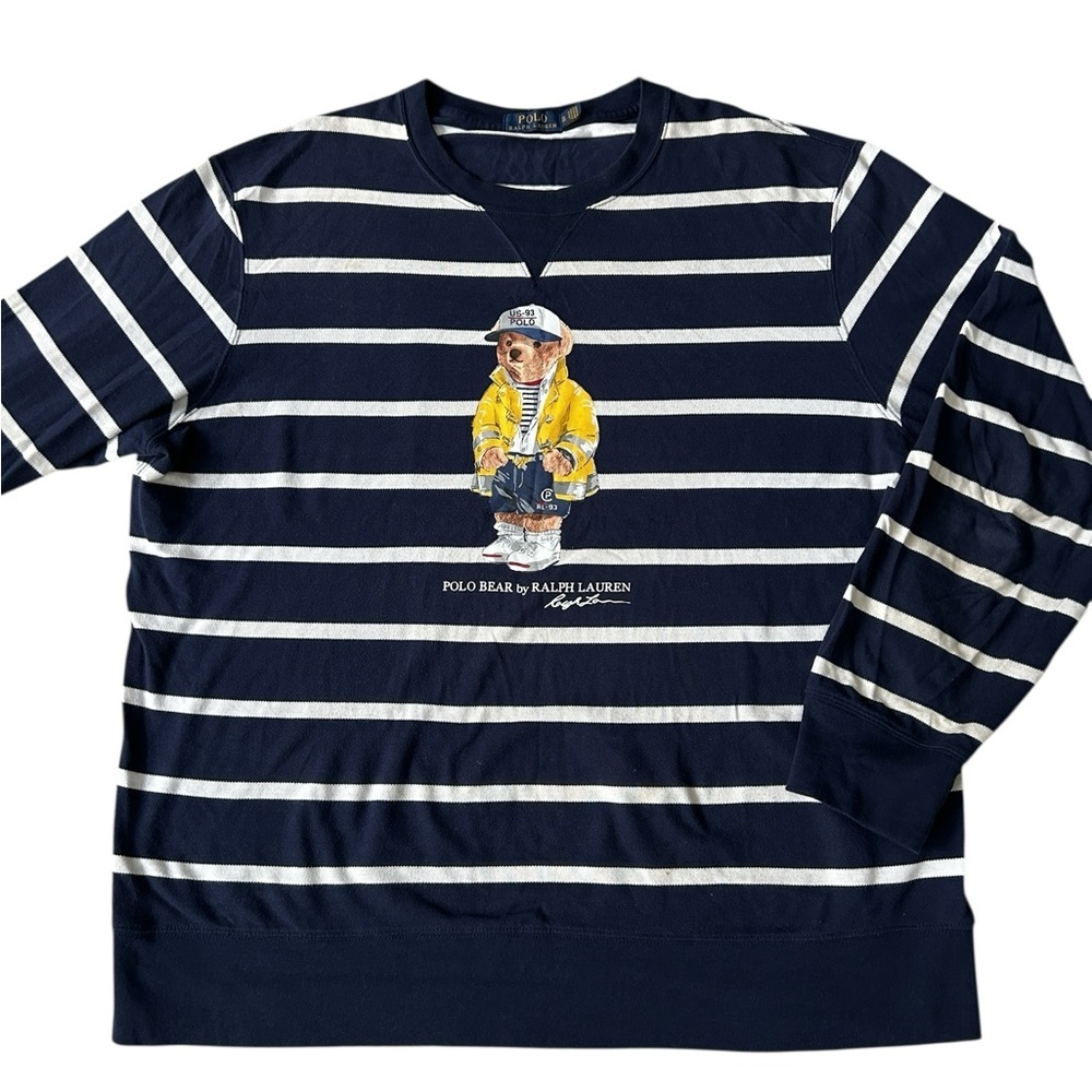 Polo by Ralph Lauren CP-93 Sailor Bear stripe pullover crewneck, Size XL - Picture 2 of 7